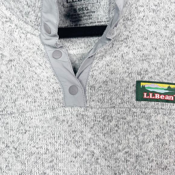 LL Bean Womens Small Pewter Gray Sweater Fleece Pullover Snap Regular Pockets - Picture 7 of 11